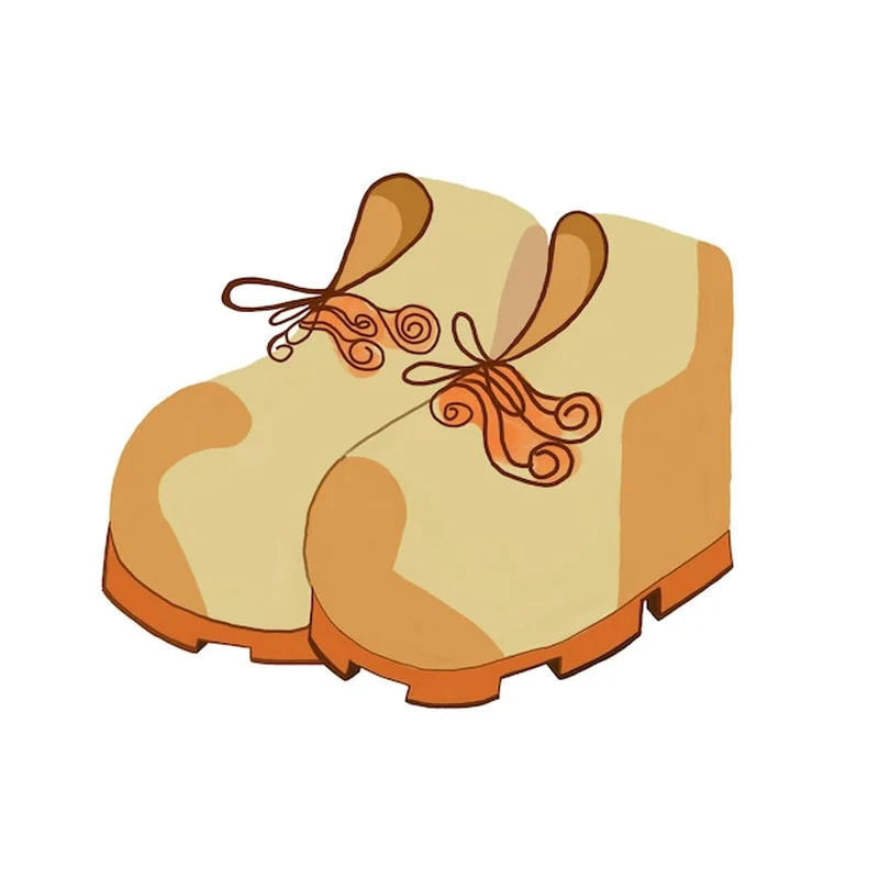 Zabytkowe buty turystyczne i kempingowe na białym tle