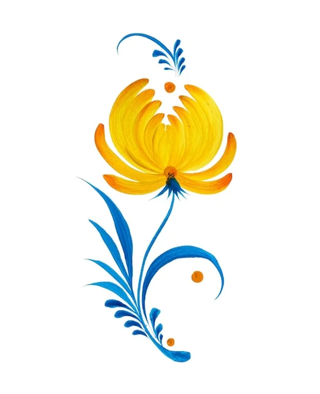 Ręcznie rysowany kwiatowy obraz na białym tle